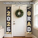Class of 2026 Graduation Banner, Black & Gold Congrats Grad Porch Sign (72x12 Inch)