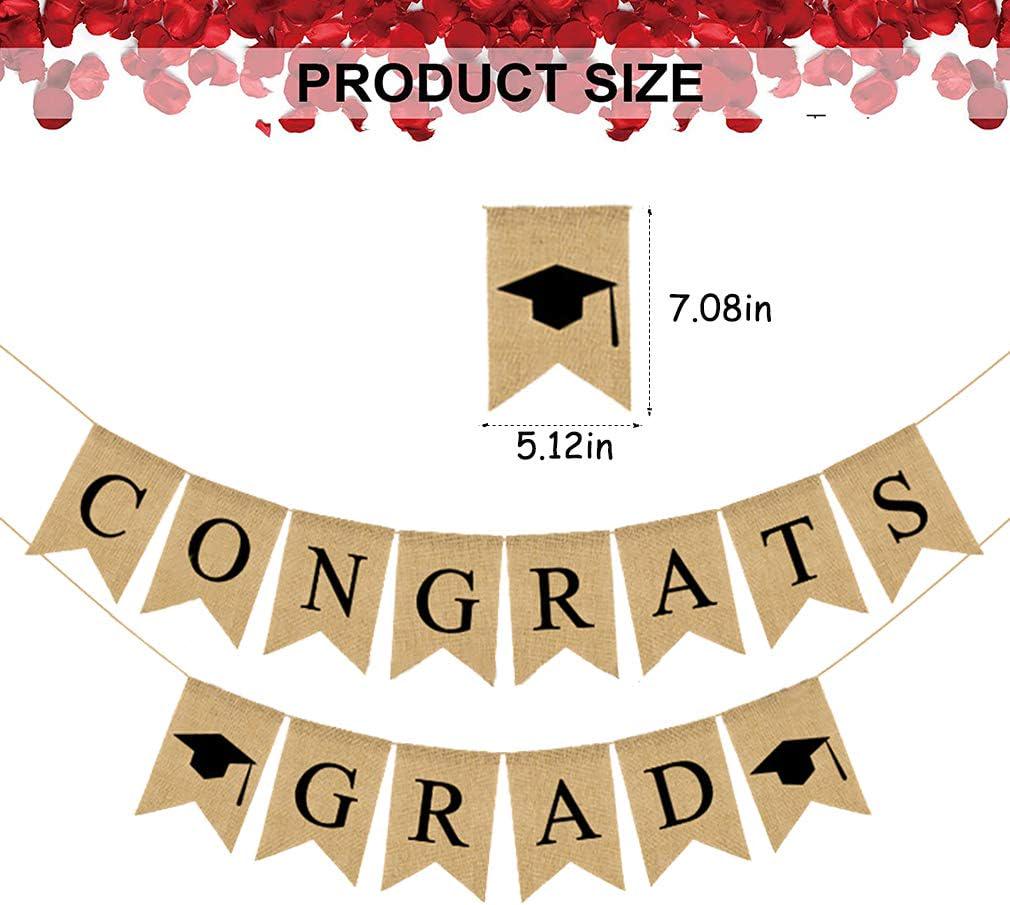 Congrats Grad Burlap Banner, Class of 2026, Rustic Graduation Party Decor