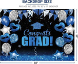 Blue Graduation Backdrop, Class of 2026 Party Decor (82x59 Inch)