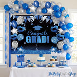 Blue Graduation Backdrop, Class of 2026 Party Decor (82x59 Inch)