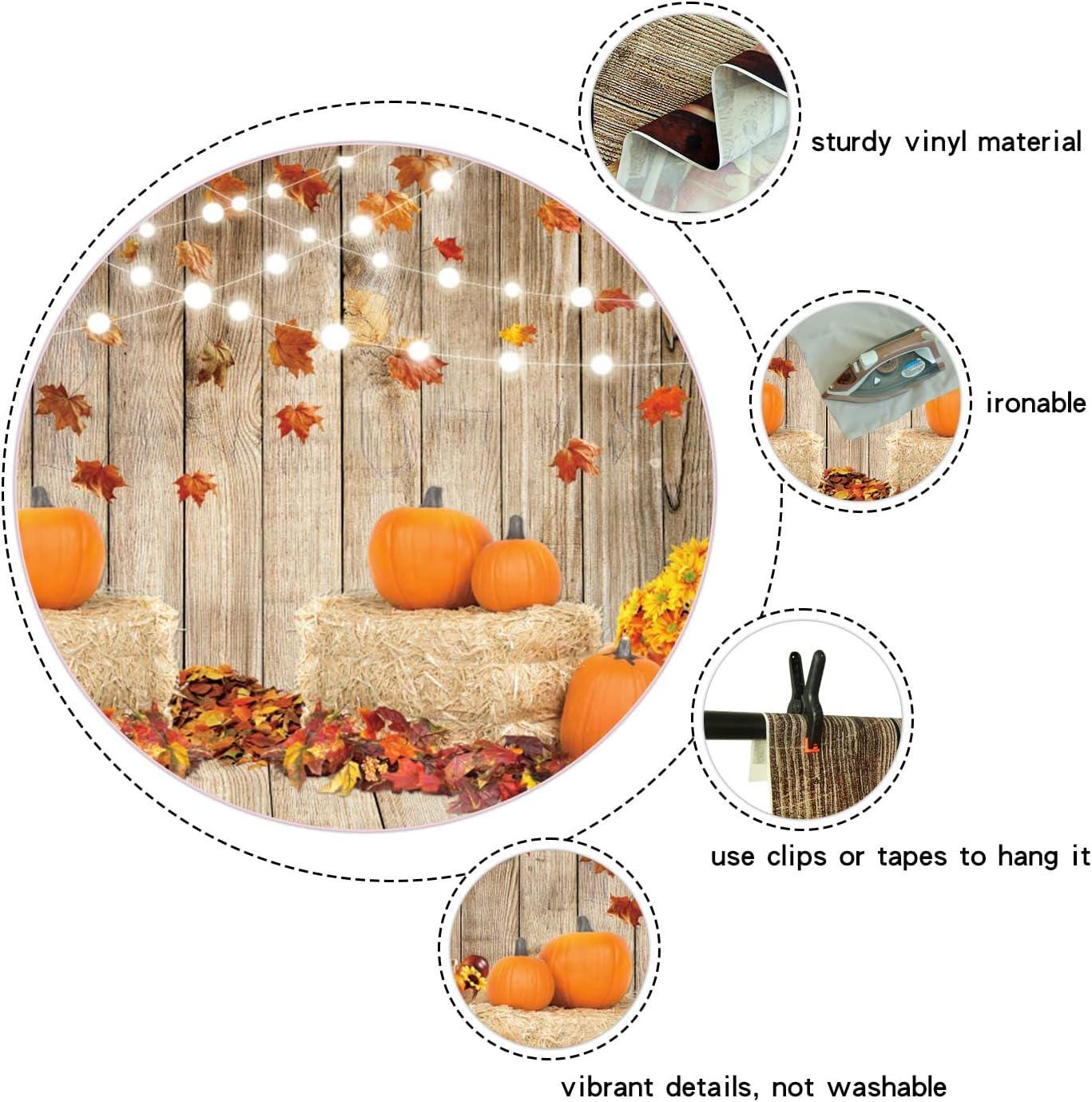 7x5FT Fall Photography Backdrop, Pumpkin Harvest Barn, Friendsgiving Party Props (Vinyl)
