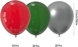 100 Mexican Independence Day Balloons, Red Green Silver Latex Party Decorations (12 Inch)
