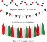 Mexican Independence Day Paper Decorations, Red Green White Party Kit (33 Pieces)