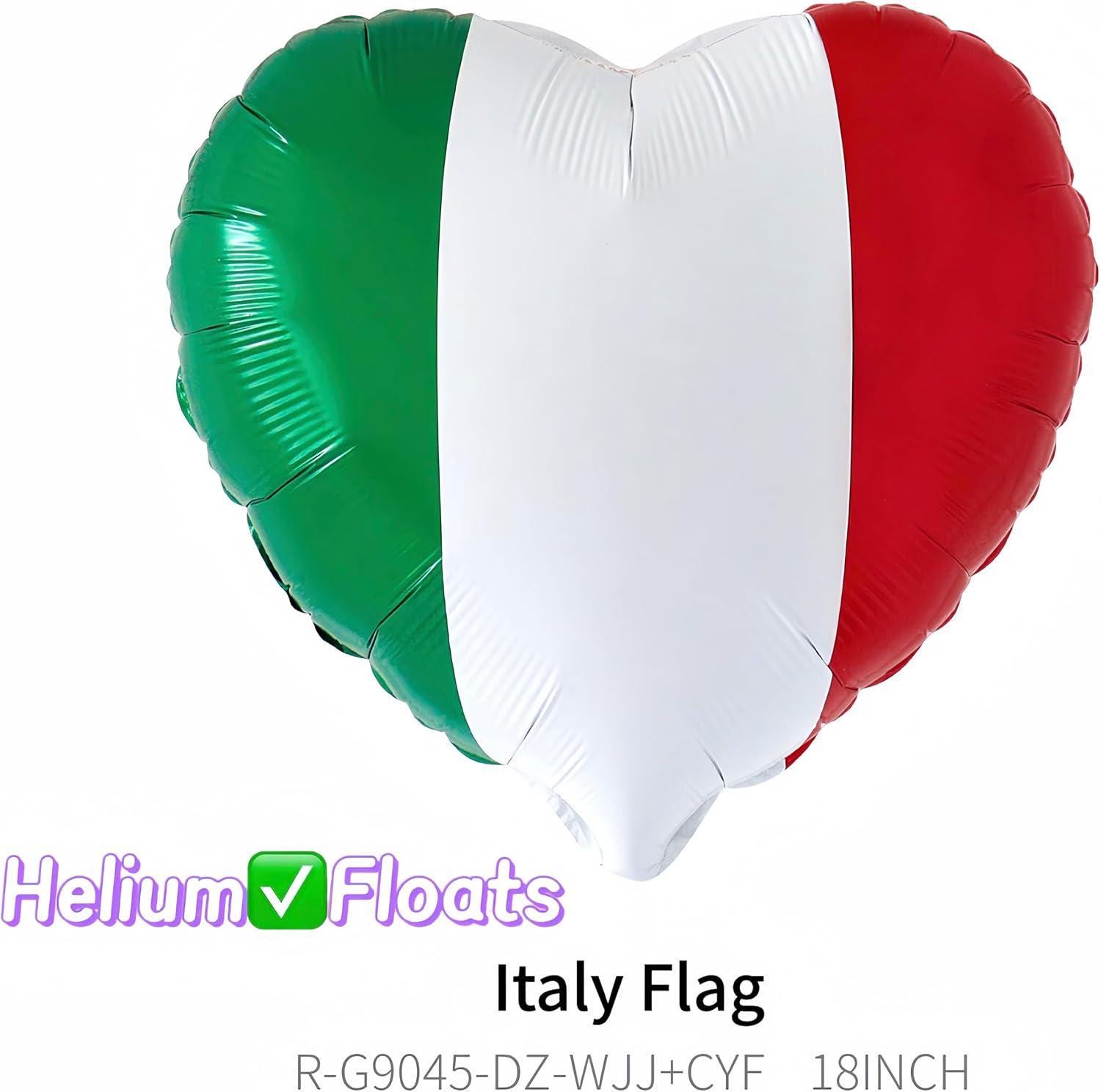 6PCS Mexican Independence Day Heart Balloons, Red Green White Foil Party Decorations