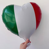 6PCS Mexican Independence Day Heart Balloons, Red Green White Foil Party Decorations