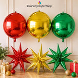 6PCS Mexican Independence Day Star Balloons, Red Green Gold Foil Party Decorations