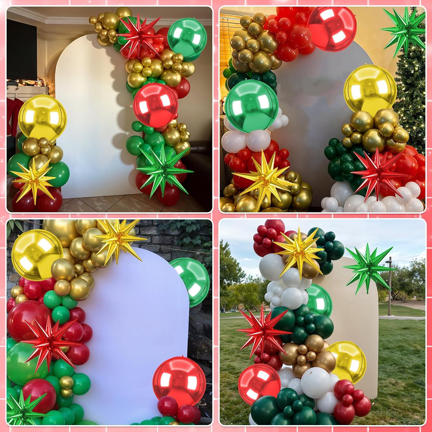 6PCS Mexican Independence Day Star Balloons, Red Green Gold Foil Party Decorations