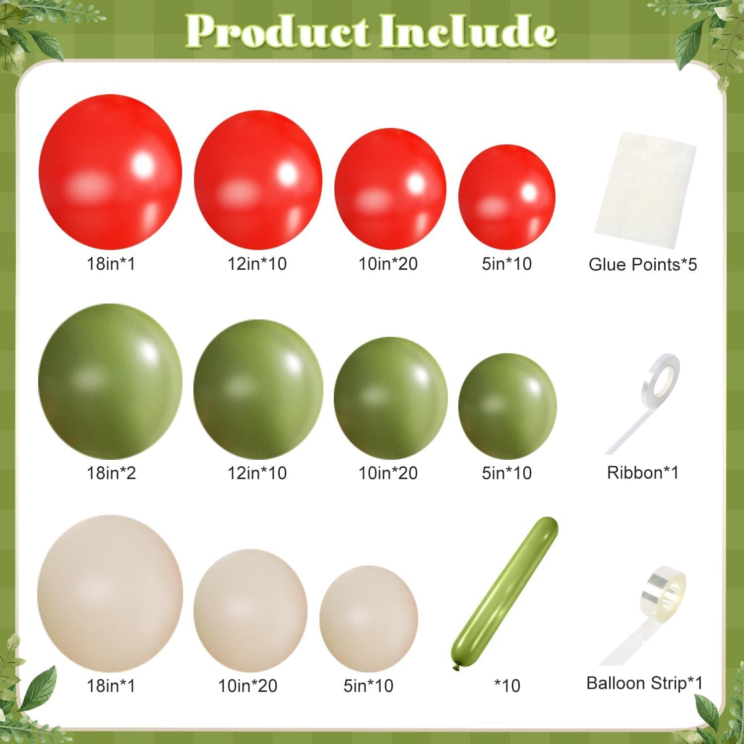 124-Piece Mexican Independence Day Balloon Arch Kit, Red Green White Fiesta Decorations