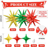 16PCS Mexican Independence Day Star Balloons, Red Green Gold Foil Party Decorations