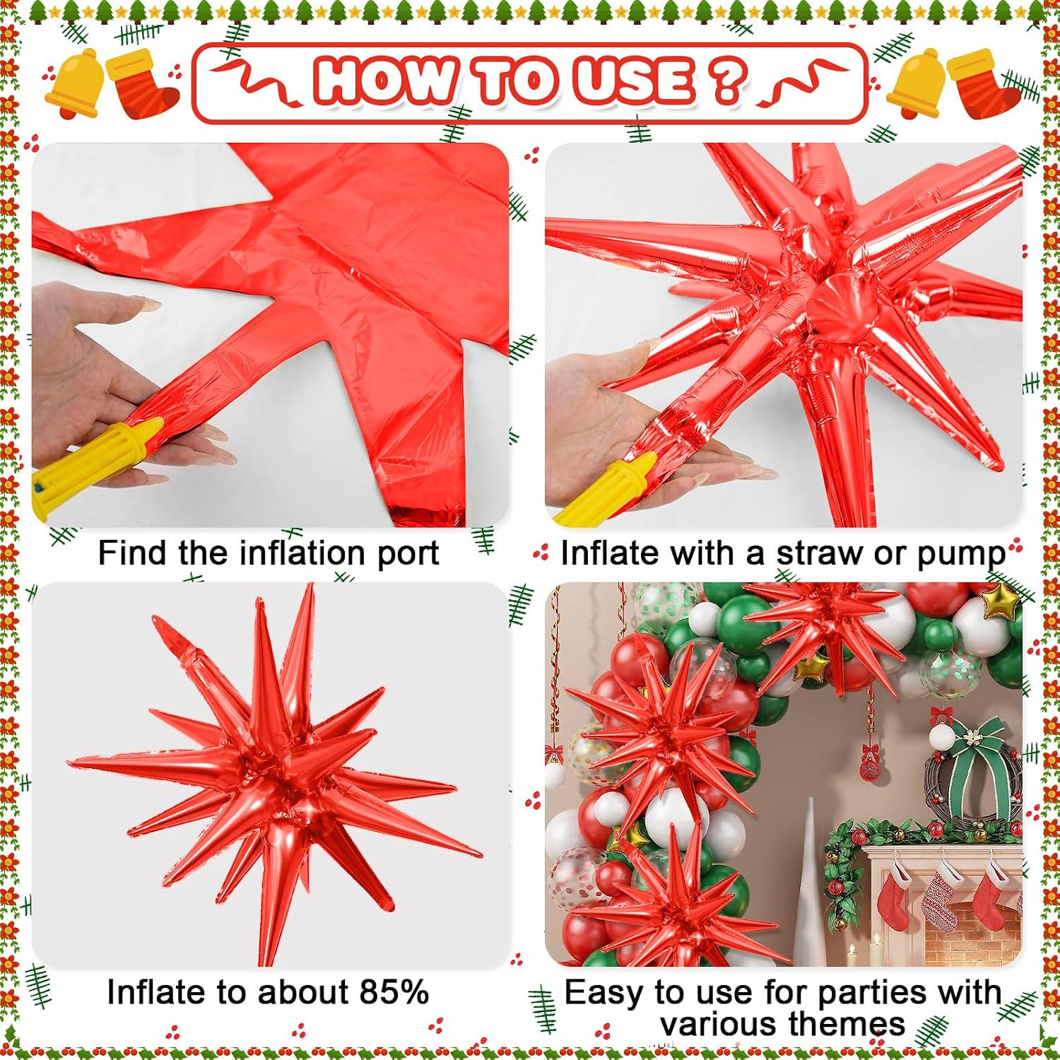 16PCS Mexican Independence Day Star Balloons, Red Green Gold Foil Party Decorations