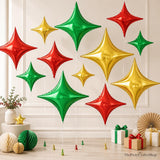 Mexican Independence Day Star Balloons, Red Green Gold Foil (12PCS)