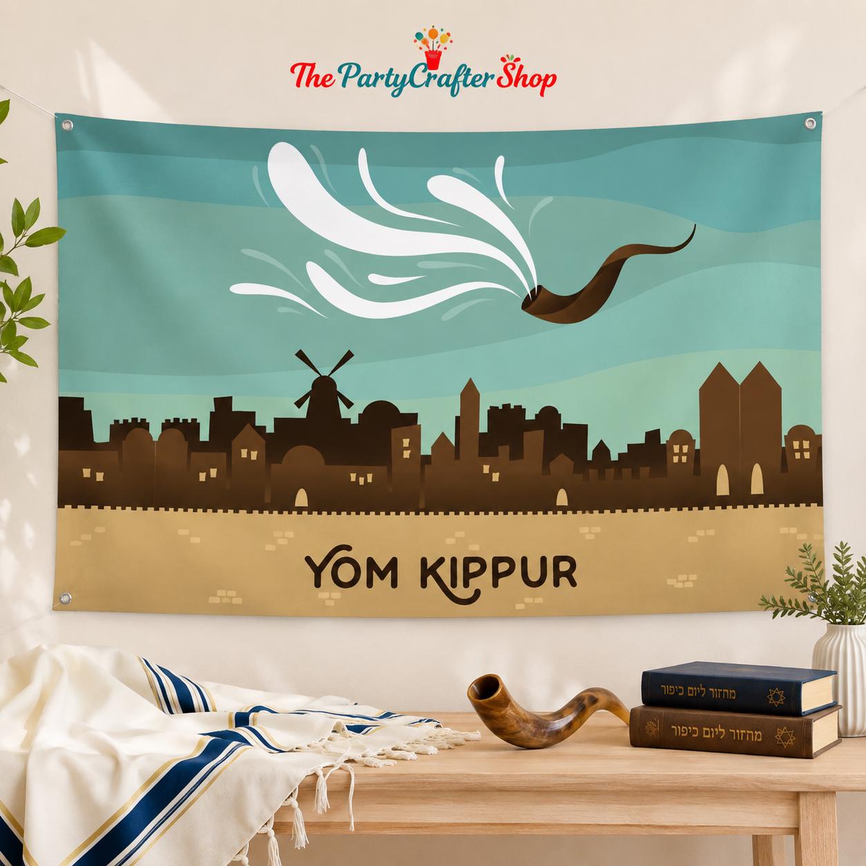 Yom Kippur Banner, Jewish Holiday Party Backdrop, Indoor Celebration Decor (47x71 Inch)