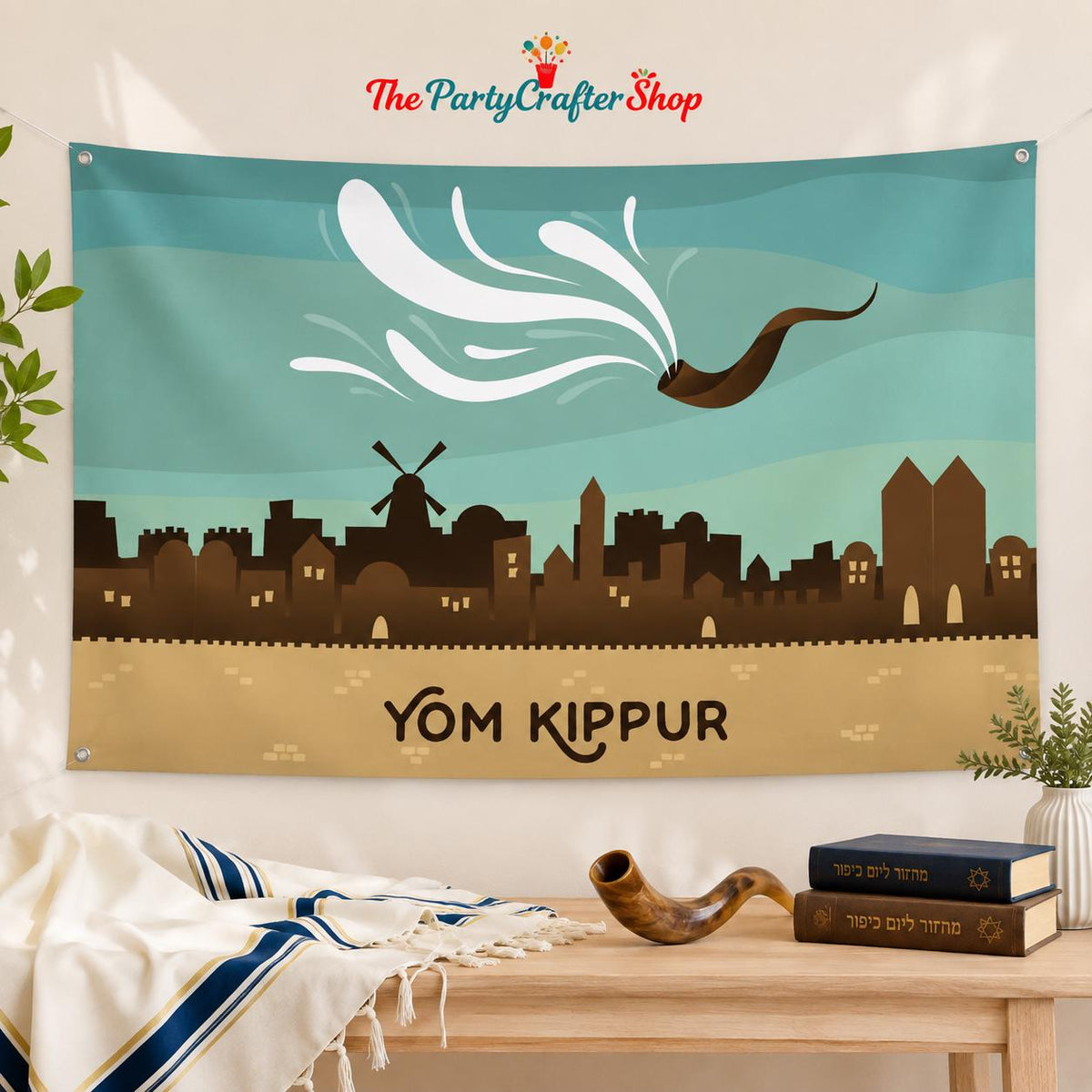 Yom Kippur Banner, Jewish Holiday Party Backdrop, Indoor Celebration Decor (47x71 Inch)