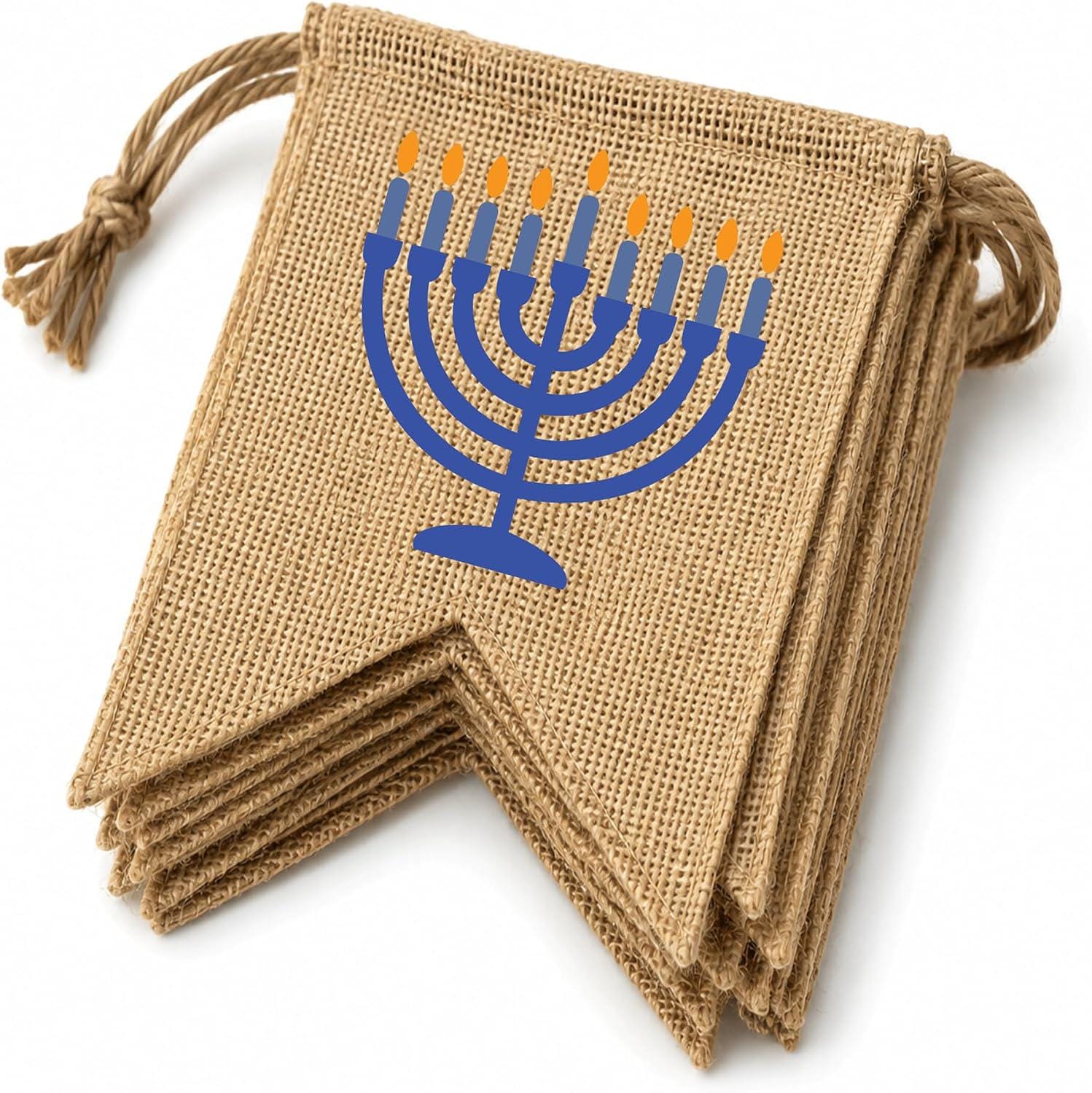 Handmade Burlap Yom Kippur Banner, Rustic Jewish Holiday Decor (8ft)
