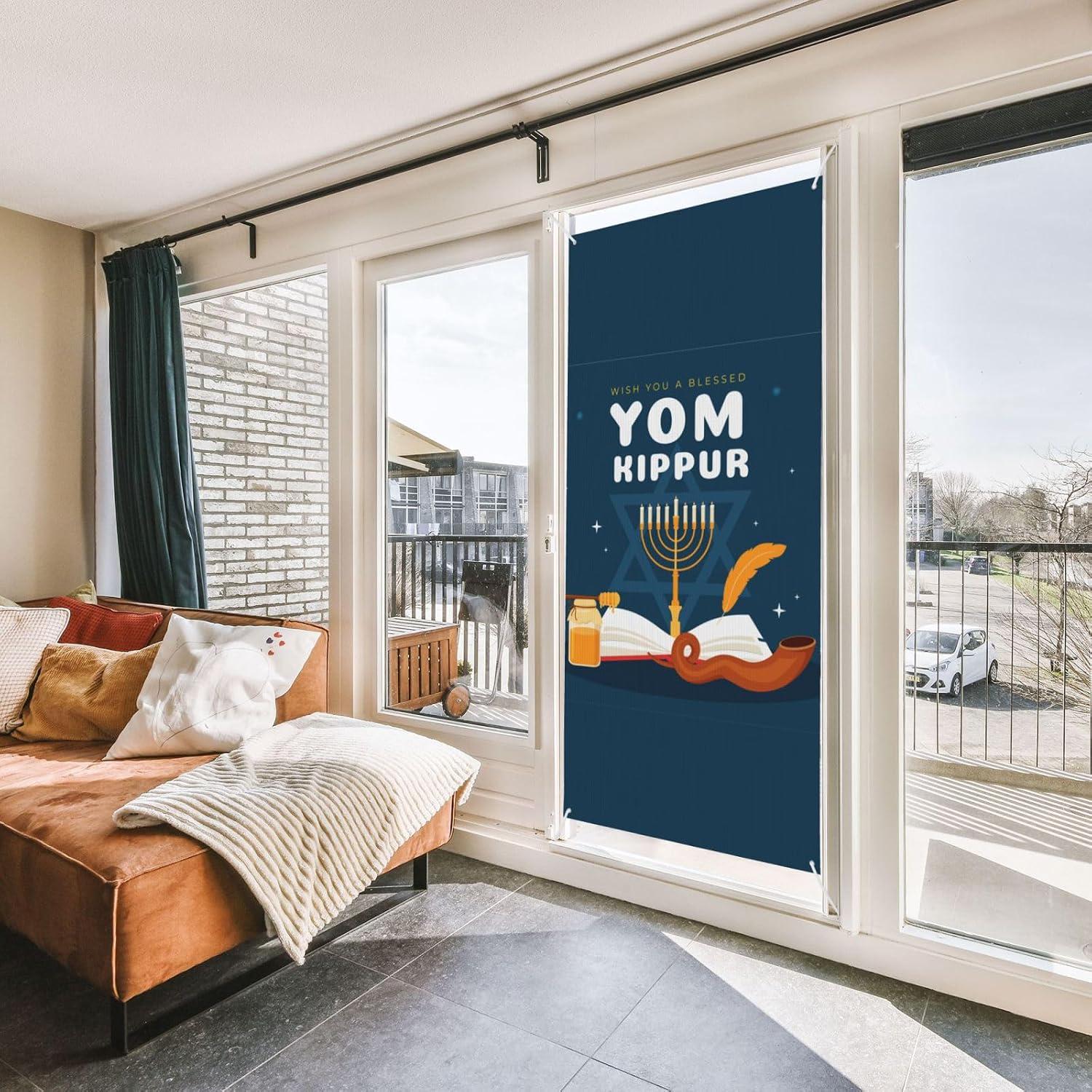 Yom Kippur Door Banner, Jewish Holiday Welcome Sign (35x72 Inch)