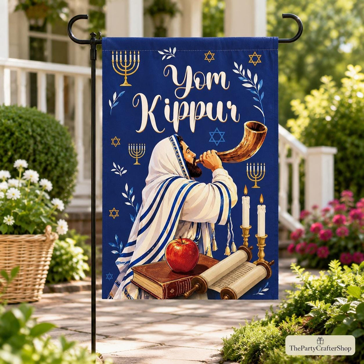 Yom Kippur Garden Flag, Double-Sided Jewish Holiday Yard Sign (12x18 Inch)