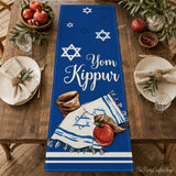 Yom Kippur Table Runner, Shofar Jewish Holiday Decor, 13x72 Inch Polyester