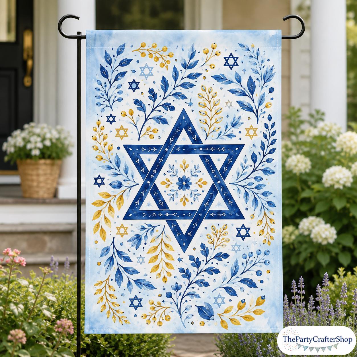 Jewish Holiday Garden Flag, Sukkot Rosh Hashanah Yom Kippur Decor (12x18 Inch)