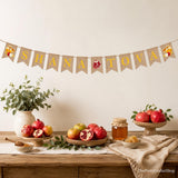 Shana Tova Banner, Rosh Hashanah Linen Decor, Jewish New Year Hanging Sign (5x7 Inch)
