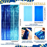 Hanukkah Party Decorations, Blue Foil Fringe Curtains, Gauze Tablecloth, Menorah Banner Kit