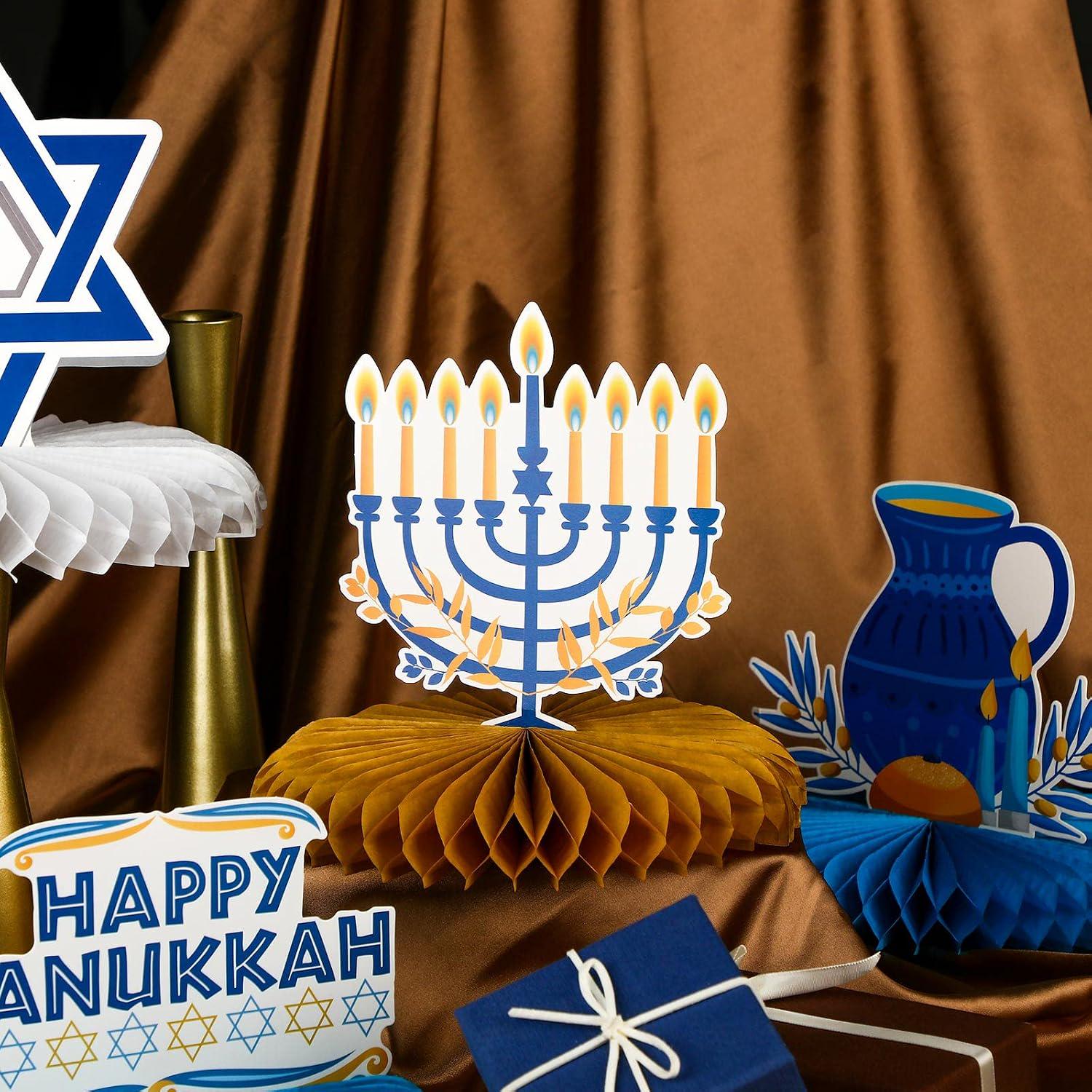 Hanukkah Honeycomb Centerpieces, 12-Piece Chanukah Table Decor Set