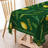 Sukkot Tablecloth, Etrog Lulav Design, 60x104 Inch Polyester Cover