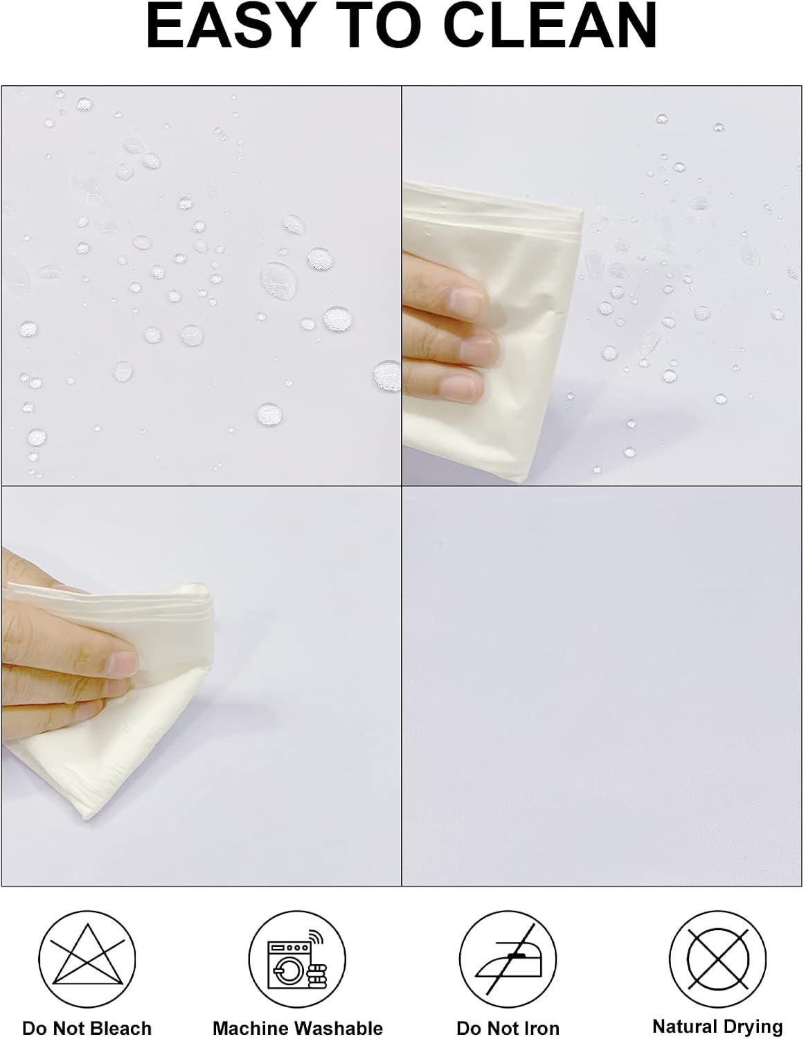 2 Pack White Polyester Tablecloth, Waterproof Wrinkle-Free Dining Cover (60x102 Inch)