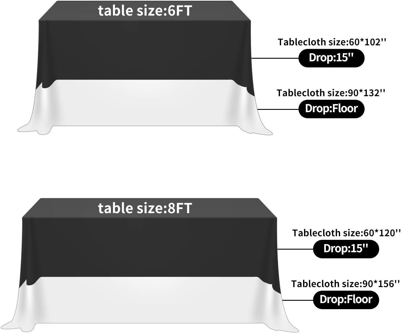 2 Pack White Polyester Tablecloth, Waterproof Wrinkle-Free Dining Cover (60x102 Inch)