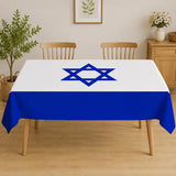 Israel Flag Tablecloth, 60x84 Inch, Yom Ha'atzmaut Decor, Blue White Home Decoration
