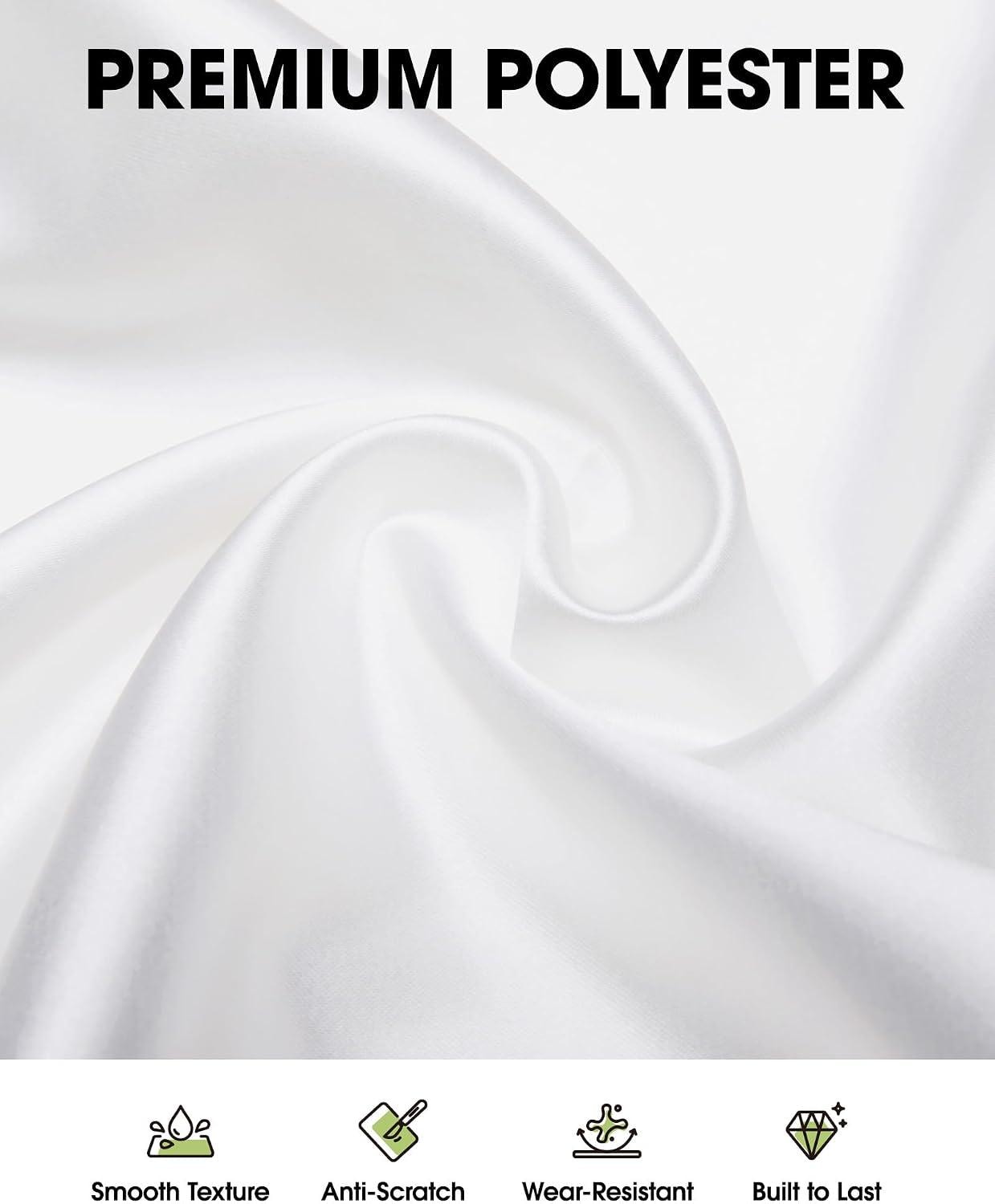 White Polyester Tablecloth 60x102 Inch, Wrinkle Resistant, Washable (2 Pack)