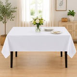 White Polyester Square Tablecloth, 54x54 Inch, Washable Dinner Decor