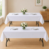 2-Pack White Polyester Tablecloths, 60x102 Inch, Stain Resistant, Washable (6FT Rectangle)