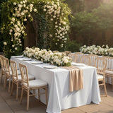 White Polyester Tablecloth, 70x120 Inch, Washable Event Decor