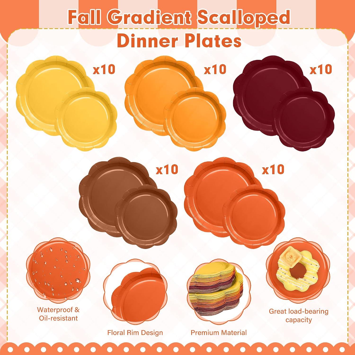 350pc Fall Party Tableware Set, Autumn Gradient Plates, Napkins, Cups, Cutlery (50 Guests)
