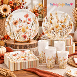 Fall Floral Tableware Set, Wildflower Paper Plates, Cups, Napkins (50 Guests)