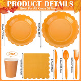168pc Fall Party Tableware Set, Scalloped Paper Plates, Cups, Napkins, Utensils (Disposable)