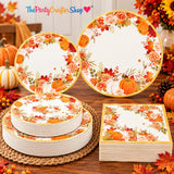 Watercolor Pumpkin Fall Tableware Set, 150pc Thanksgiving Party Supplies (50 Guests)