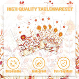 40pc Fall Floral Paper Plates & Napkins, Watercolor Sunflower Party Set