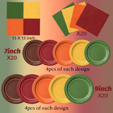 60pc Autumn Leaf Tableware Set, Fall Harvest Plates & Napkins (20 Guests)
