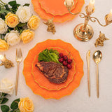 60pc Orange Gold Scalloped Plastic Plates, Heavy Duty Party Tableware (Serves 30)