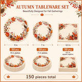 Watercolor Maple Leaf Thanksgiving Tableware Set, 150pc Fall Party Supplies