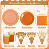 169pc Burnt Orange Tableware Set, Serves 24, Fall Party Supplies (Plates, Cups, Napkins, Cutlery)