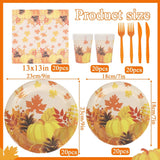 120pc Fall Tableware Set, Pumpkin Maple Leaf Plates, Napkins, Cups, Cutlery (Serves 20)