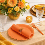 105pc Orange Scalloped Paper Plates, Napkins, Forks Set (Serves 35)