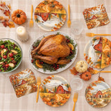 96pc Fall Landscape Tableware Set, Rustic Autumn Harvest Paper Plates & Napkins, Thanksgiving Party Supplies