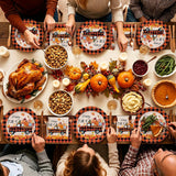 48pc Fall Tableware Set, Buffalo Plaid Pumpkin Truck Plates & Napkins (Serves 24)