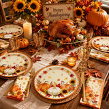 48pc Fall Pumpkin Paper Plates, 7 Inch Thanksgiving Dessert Tableware (Autumn Harvest)