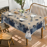 60x84 Inch Blue Pumpkin Fall Tablecloth, Washable Autumn Floral Decor