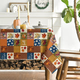 Fall Tablecloth, Autumn Maple Leaf Pumpkin Floral, Washable Polyester (60x84 Inch)