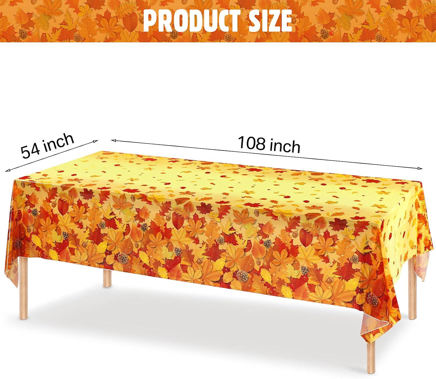 3pc Waterproof Maple Leaf Tablecloth Set, Autumn Harvest Party Decor (137x274cm)